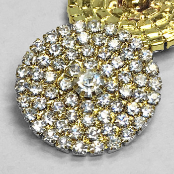 C-1171- Gold and Crystal Rhinestone Button, 24mm